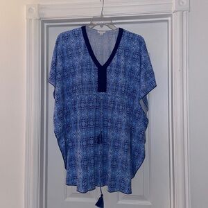 CABANA LIFE GORGEOUS BLUE GEOMETRIC SWIMSUIT COVER UP SZ SMALL